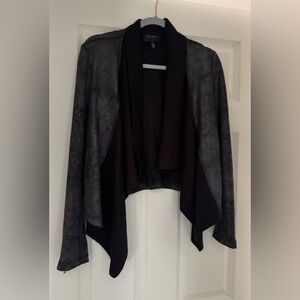 Jessica Simpson Black and Gray Shawl Open Front Cardigan / Size Large